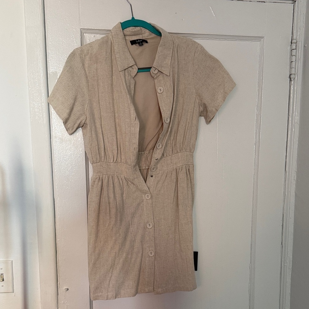 Lulu's Cream V-Neck Dress